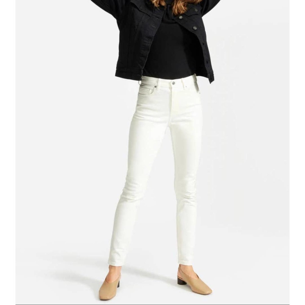 Everlane White High Rise Skinny Jeans in Bone White